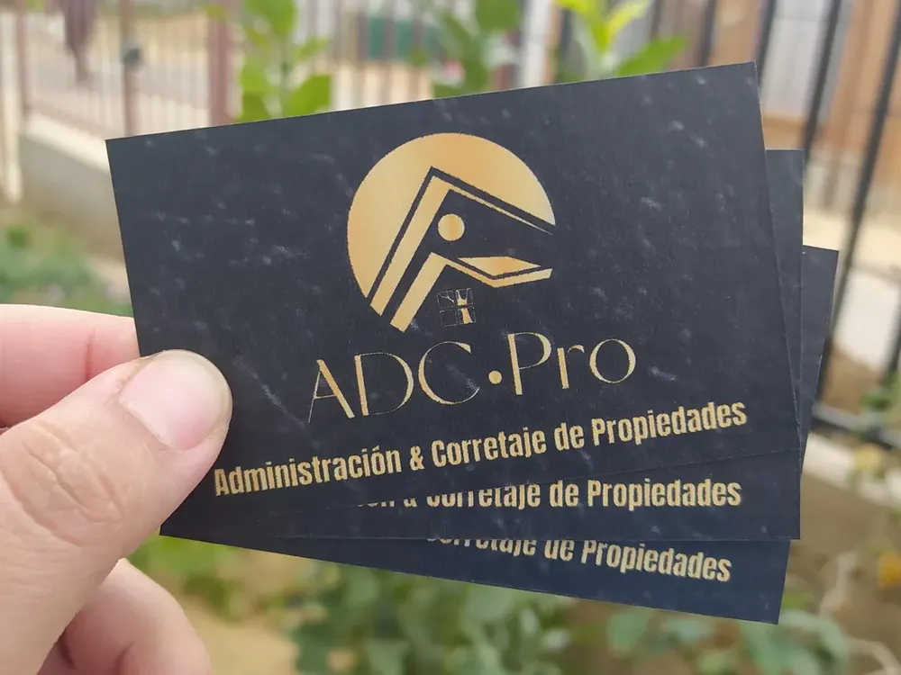 Tarjetas de presentación negras con impresión dorada para una corredora de propiedades